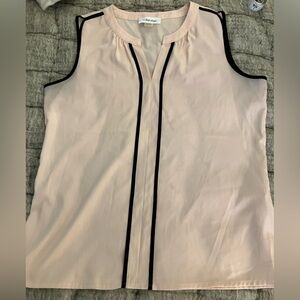 Calvin Klein Pale Pink Sleeveless Top with Black Logo Tag